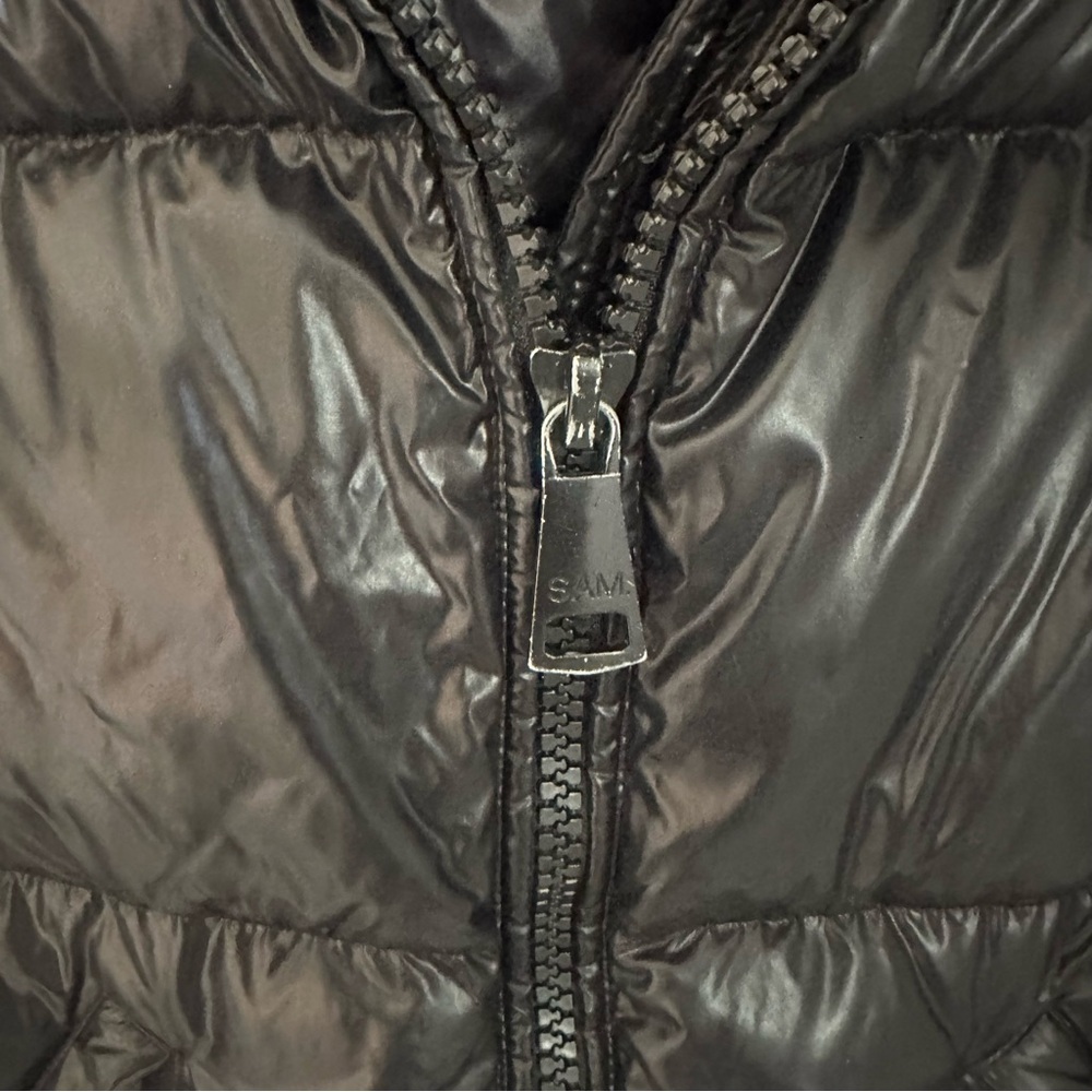 SAM. Black Puffer Jacket with Real Fur Trim - Picture 4 of 6